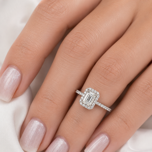 Emerald Halo Ring