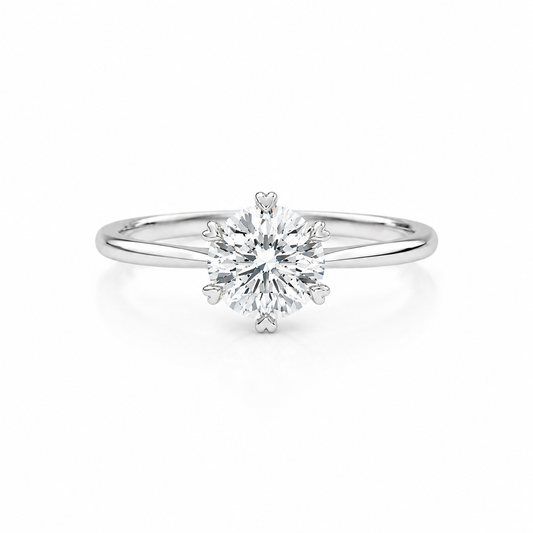Heart Crown Solitaire Ring