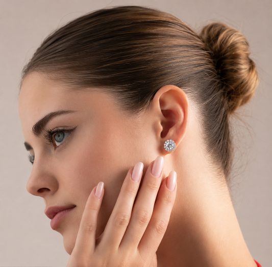 Sunflower Halo Diamond Ear Studs