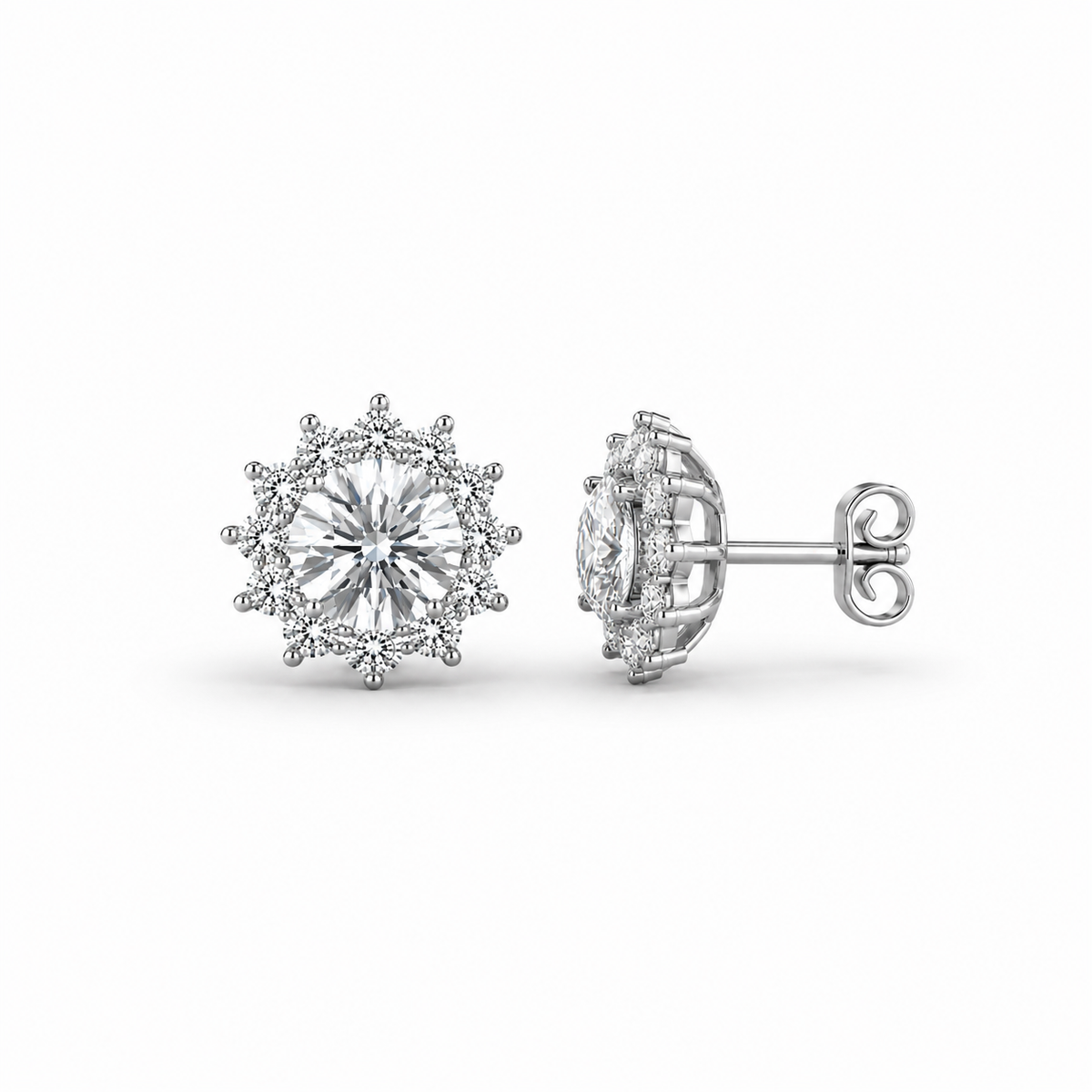 Sunflower Halo Diamond Ear Studs