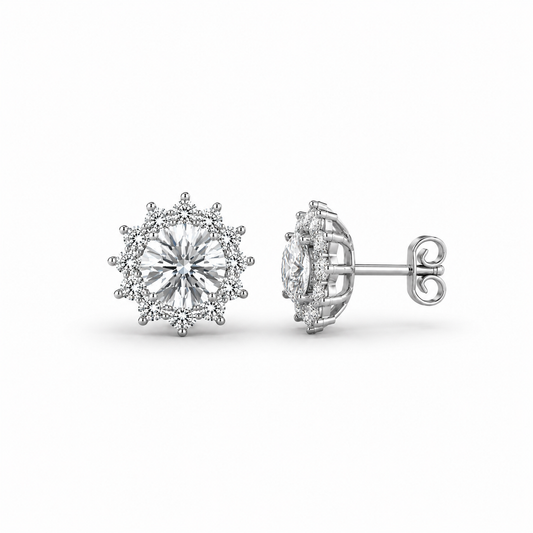 Sunflower Halo Diamond Ear Studs